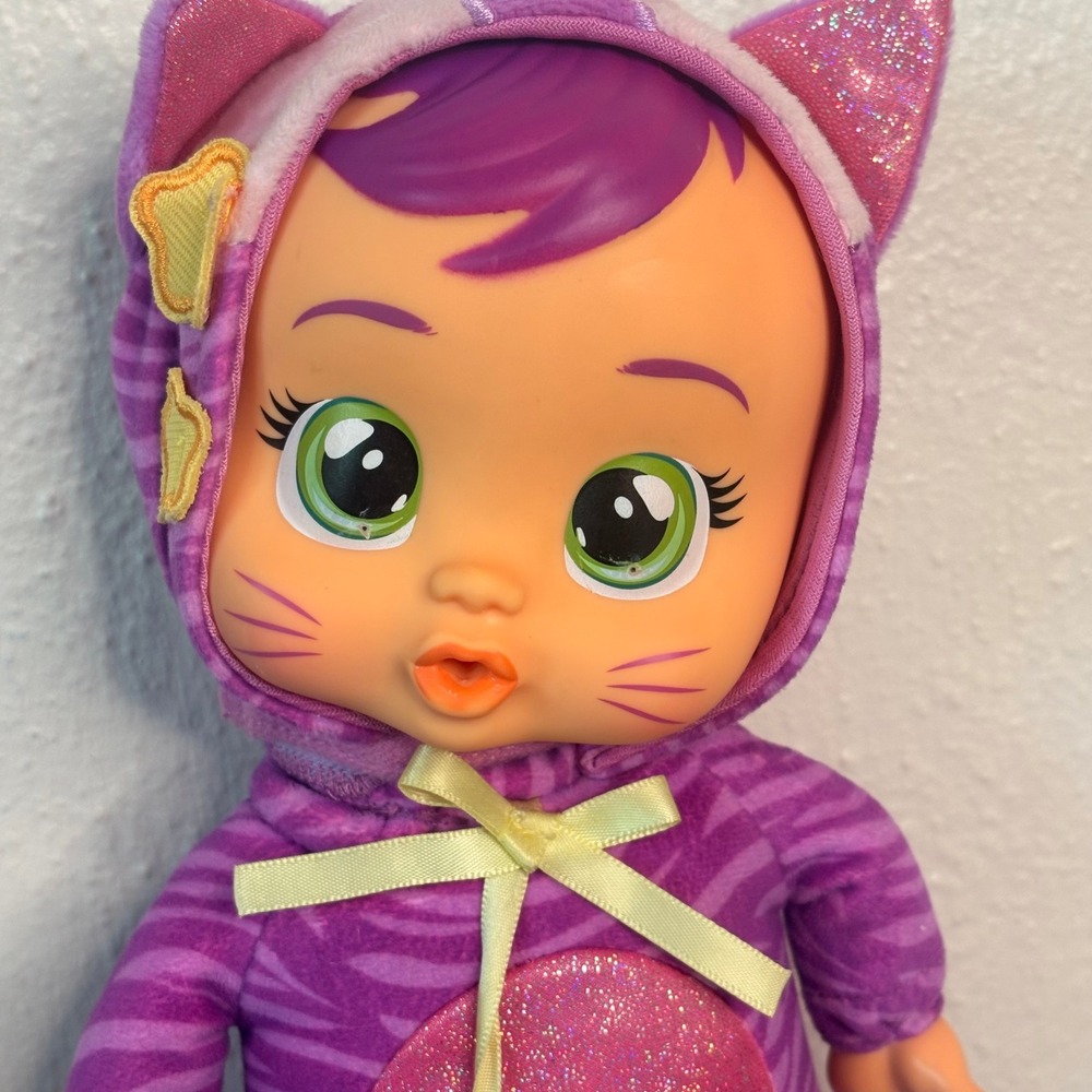 IMC Toys Cry Babies Doll Kids 12in Purple Excellent Katie Tiger Kitty Pajamas - Picture 2 of 7